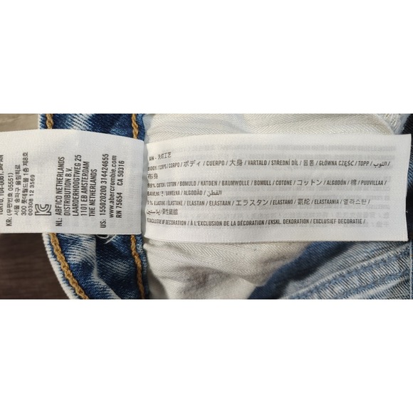 Abercrombie & Fitch Ultra High Rise Ankle‎ Straight Jeans Acid Wash Frayed 28/6R - Picture 10 of 10